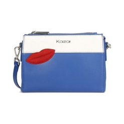 Torebki klasyczne damskie: Skórzana torebka w kolorze niebiesko-białym – (S)23 x (W)16,5 x (G)6 cm