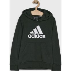 Adidas Performance - Bluza dziecięca 128-176 cm. Czarne bluzy chłopięce adidas Performance, z nadrukiem, z bawełny, bez rękawów, z kapturem. W wyprzedaży za 139,90 zł.