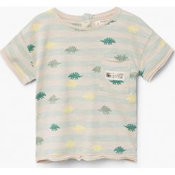 Mango Kids - T-shirt dziecięcy Duran 80-104 cm. Szare t-shirty męskie marki Mango Kids, z bawełny, z okrągłym kołnierzem. W wyprzedaży za 19,90 zł.