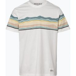 Review - T-shirt męski, biały. Białe t-shirty męskie Review, m, w paski, bez kołnierzyka. Za 39,95 zł.