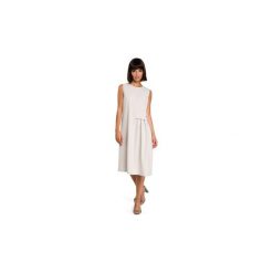 Sukienki Be B080 Zwiewna sukienka midi bez rękawów. Brązowe sukienki damskie marki BE, s, bez wzorów, bez kołnierzyka, bez rękawów, midi. Za 119,00 zł.