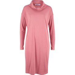 Sukienka shirtowa z golfem, długi rękaw bonprix dymny jasnoróżowy. Różowe sukienki damskie bonprix, bez wzorów, z golfem, z długim rękawem, długie, maxi. Za 54,99 zł.