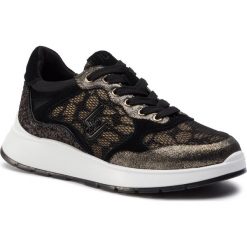 Sneakersy LIU JO - Asia 06 B69009 TX048 Gold 00529. Czarne półbuty damskie Liu Jo, na co dzień, bez wzorów, z zamszu, bez obcasa, na płaskiej podeszwie, bez zapięcia. Za 649,00 zł.