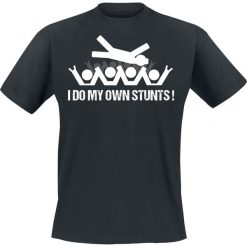 T-shirty męskie z nadrukiem: I Do My Own Stunts! T-Shirt czarny