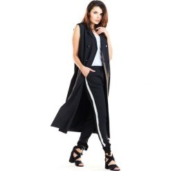 Kamizelka damska długa elegancka czarna - l/xl. Czarne kamizelki damskie e-margeritka.pl, xl, bez wzorów, z elastanu, eleganckie, z długim rękawem, długie, bez kaptura. Za 169,99 zł.