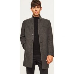 Płaszcz z wełną - Szary. Szare płaszcze damskie marki Reserved, z wełny. Za 299,99 zł.
