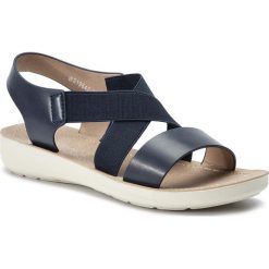 Sandały BASSANO - WS19642-8 Navy. Niebieskie klapki damskie Bassano, bez wzorów, ze skóry ekologicznej, bez obcasa. Za 49,99 zł.