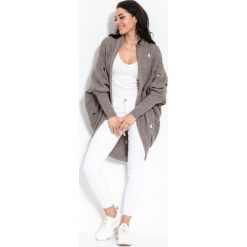 Kardigan I327 beżowy. Brązowe swetry damskie Tagless, xl, bez wzorów, z wełny. Za 123,50 zł.