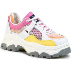 Sneakersy TOMMY JEANS - Recycled Mesh Flatform Shoe EN0EN00808 White YBS. Białe półbuty damskie Tommy Jeans, z jeansu. Za 579,00 zł.