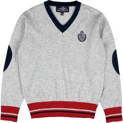 Sweter w kolorze szarym. Szare swetry niemowlęce Polo Club St. Martin, z haftami. W wyprzedaży za 95,95 zł.
