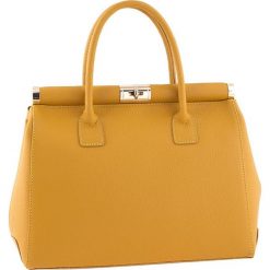Torebki klasyczne damskie: Skórzana torebka „Cesena” w kolorze żółtym – 35 x 28 x 16 cm