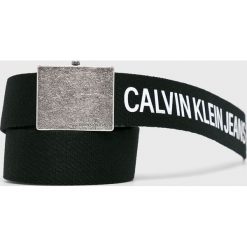 Calvin Klein - Pasek. Czarne paski męskie marki Calvin Klein, w paski, z poliesteru. Za 179,90 zł.