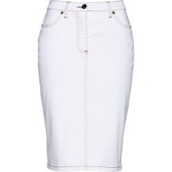 Spódnica dżinsowa z guzikami bonprix biały denim. Białe spódniczki damskie bonprix, bez wzorów, z denimu. Za 89,99 zł.