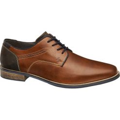 Półbuty męskie AM SHOE koniakowe. Pomarańczowe buty wizytowe męskie AM SHOE, ze skóry, na sznurówki. Za 179,90 zł.