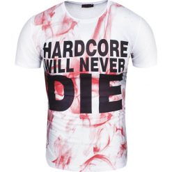 Koszulka męska t-shirt biały slim Recea. Białe koszulki męskie Recea, xl, bez wzorów, z bawełny, bez kołnierzyka. Za 20,19 zł.