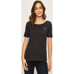 Marc O'Polo - T-shirt. Niebieskie bluzki damskie Marc O'Polo, s, bez wzorów, z bawełny, z okrągłym kołnierzem. W wyprzedaży za 79,90 zł.