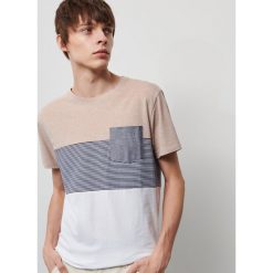 T-shirt z łączonych materiałów - Żółty. Żółte t-shirty męskie Reserved, s, bez wzorów, z materiału, bez kołnierzyka. Za 49,99 zł.
