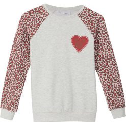 Bluza dziewczęca w cętki leoparda bonprix kremowy melanż. Białe bluzy dziewczęce bonprix, z nadrukiem, z bawełny, bez rękawów, bez kaptura. Za 49,99 zł.