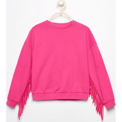 Bluzy dziewczęce rozpinane: Bluza z frędzlami na rękawach - Różowy