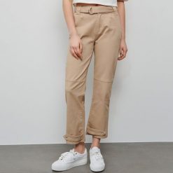 Spodnie jogger - Beżowy. Brązowe spodnie damskie Reserved, m, bez wzorów. W wyprzedaży za 89,99 zł.