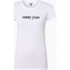 Tommy Jeans - T-shirt damski, biały. Białe t-shirty damskie Tommy Jeans, l, z nadrukiem, z jeansu, bez kołnierzyka. Za 139,95 zł.