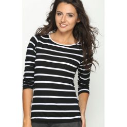 Czarno-Biała Bluzka Horizon. Brązowe bluzki longsleeves marki Born2be, z materiału, na obcasie. Za 24,99 zł.