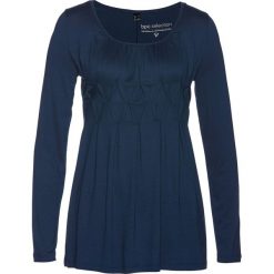 Shirt z długim rękawem bonprix ciemnoniebieski. Niebieskie koszulki damskie marki bonprix, bez wzorów, z okrągłym kołnierzem, z długim rękawem. Za 74,99 zł.