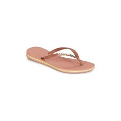 Japonki Havaianas SLIM BRASIL LOGO. Różowe klapki damskie Havaianas, bez wzorów, bez obcasa. Za 83,30 zł.