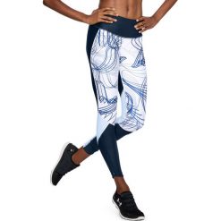 Spodnie damskie: Under Armour Legginsy damskie Armour Fl Fast Prntd Tight granatowo-białe r. XS (1320323-408)