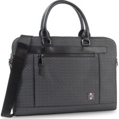 Torba na laptopa TOMMY HILFIGER - Coated Canvas Slim Mono Comp Bag AM0AM05036 0J2. Czarne torby męskie skórzane TOMMY HILFIGER, bez wzorów, ze skóry ekologicznej. Za 749,00 zł.
