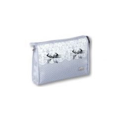 TOP CHOICE Kosmetyczka damska LACE-BOW (94200) 1szt. Szare topy damskie marki TOP CHOICE, bez wzorów, bez kołnierzyka. Za 16,22 zł.