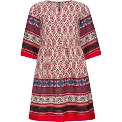 Sukienka bonprix czerwono-niebieski wzorzysty. Czerwone sukienki damskie bonprix, bez wzorów, bez kołnierzyka, bez rękawów. Za 149,99 zł.