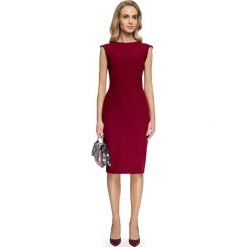 ESTELLA Sukienka z przeszyciami przy rękawach - bordowa. Czerwone sukienki damskie Stylove, na imprezę, s, z aplikacjami, z elastanu, bez kołnierzyka, bez rękawów. W wyprzedaży za 79,50 zł.