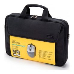 Dicota Value Toploading Kit 15.6 z myszką. Czarne torby na laptopa Dicota, bez wzorów. Za 79,90 zł.