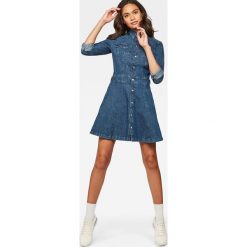 G-Star Raw - Sukienka. Niebieskie sukienki damskie G-Star RAW, na co dzień, s, bez wzorów, z elastanu, retro, bez kołnierzyka, z długim rękawem, długie, maxi, proste. Za 739,90 zł.