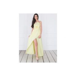 Sukienka „Laura” - cytrynowa. Żółte sukienki damskie Waisted, s, bez wzorów, z elastanu, z asymetrycznym kołnierzem, bez rękawów, asymetryczne. Za 329,00 zł.