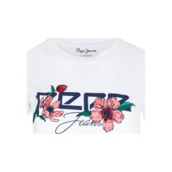T- shirt Pepe Jeans. Białe koszulki damskie s, bez wzorów, z jeansu, bez kołnierzyka, bez rękawów. Za 89,00 zł.