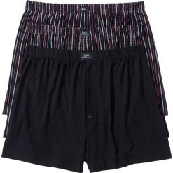 Szerokie bokserki (3 pary) bonprix czarny wzorzysty. Czarne bokserki męskie bonprix, bez wzorów, z dzianiny. Za 53,97 zł.