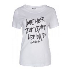 Mustang T-Shirt Damski Xs Biały. Białe t-shirty damskie Mustang, xs, z napisami. W wyprzedaży za 59,00 zł.