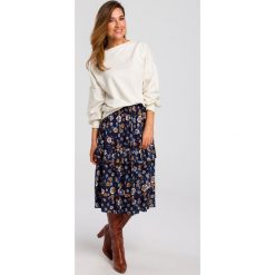 Bluzka z bufiastymi rękawami waniliowa - l/xl. Bluzki damskie e-margeritka.pl, s, bez wzorów, z bawełny, eleganckie, bez kołnierzyka, z długim rękawem, długie, maxi. Za 94,99 zł.