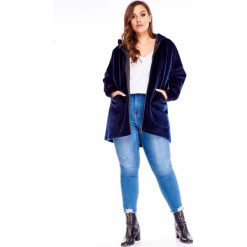 Kurtka z kapturem granatowy. Niebieskie kurtki damskie Tagless, plus size, bez wzorów, z elastanu, z kapturem. Za 259,00 zł.