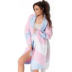 Kardigan z kołnierzem LSG125 -błękit -puder. Niebieskie swetry damskie Lemoniade, bez wzorów, eleganckie, bez rękawów, bez kaptura. Za 210,00 zł.