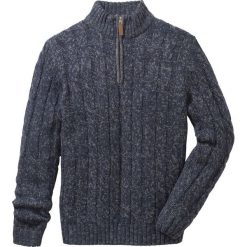 Sweter ze stójką bonprix ciemnoniebieski melanż. Niebieskie swetry męskie marki bonprix, s, bez wzorów, ze stójką, bez kaptura. Za 99,99 zł.