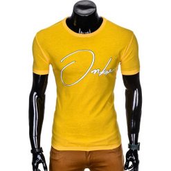 T-SHIRT MĘSKI Z NADRUKIEM S989 - ŻÓŁTY. Żółte t-shirty męskie z nadrukiem marki Ombre Clothing, m. Za 29,00 zł.