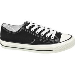 Tenisówki damskie Vty czarne. Czarne trampki i tenisówki damskie marki Vty, bez wzorów, z gumy, na sznurówki. Za 49,90 zł.