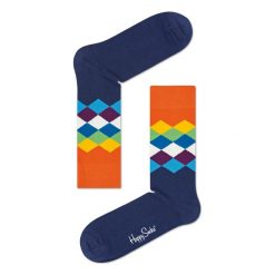 Skarpety Happy Socks Faded Diamonds (FAD01-6001). Niebieskie skarpetki męskie marki Happy Socks, z bawełny. Za 29,99 zł.