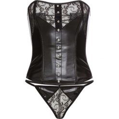 Body i gorsety: Gorset + stringi (2 części) bonprix czarno-jeżynowy