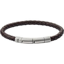 Fossil - Bransoletka skórzana. Pomarańczowe bransoletki męskie Fossil, ze stali. W wyprzedaży za 159,90 zł.