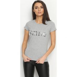 Bluzki damskie: Szary T-shirt Besmile