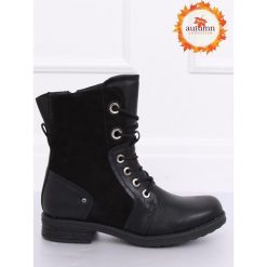 Botki workery czarne Z136 BLACK. Czarne botki damskie z zamszu, na sznurówki. Za 94,10 zł.